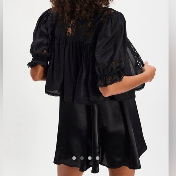 new BLACK FREE PEOPLE lenna satin dress set and shawl m - Picture 4 of 4